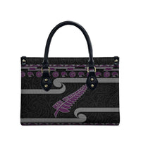 New Zealand Christmas Leather Bag Meri Kirihimete Silver Fern Knit Style Purple Color - Polynesian Pride