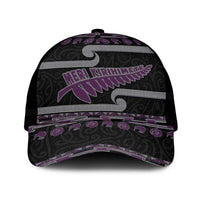 New Zealand Christmas Mesh Trucker Cap Meri Kirihimete Silver Fern Knit Style Purple Color - Polynesian Pride