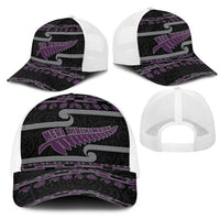 New Zealand Christmas Mesh Trucker Cap Meri Kirihimete Silver Fern Knit Style Purple Color LT03 - Polynesian Pride