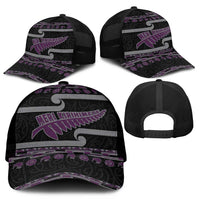 New Zealand Christmas Mesh Trucker Cap Meri Kirihimete Silver Fern Knit Style Purple Color LT03 - Polynesian Pride