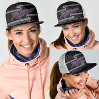 New Zealand Christmas Mesh Trucker Cap Meri Kirihimete Silver Fern Knit Style Purple Color - Polynesian Pride