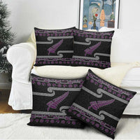 New Zealand Christmas Pillow Cover Meri Kirihimete Silver Fern Knit Style Purple Color - Polynesian Pride