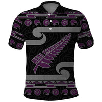 New Zealand Christmas Polo Shirt Meri Kirihimete Silver Fern Knit Style Purple Color - Polynesian Pride