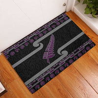 New Zealand Christmas Rubber Doormat Meri Kirihimete Silver Fern Knit Style Purple Color - Polynesian Pride