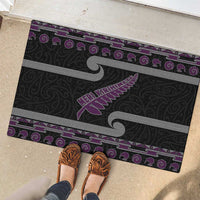 New Zealand Christmas Rubber Doormat Meri Kirihimete Silver Fern Knit Style Purple Color - Polynesian Pride