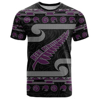 New Zealand Christmas T Shirt Meri Kirihimete Silver Fern Knit Style Purple Color - Polynesian Pride