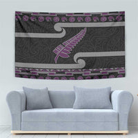 New Zealand Christmas Tapestry Meri Kirihimete Silver Fern Knit Style Purple Color - Polynesian Pride