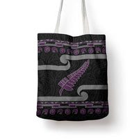 New Zealand Christmas Tote Bag Meri Kirihimete Silver Fern Knit Style Purple Color - Polynesian Pride