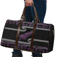 New Zealand Christmas Travel Bag Meri Kirihimete Silver Fern Knit Style Purple Color - Polynesian Pride