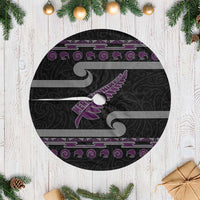 New Zealand Christmas Tree Skirt Meri Kirihimete Silver Fern Knit Style Purple Color - Polynesian Pride