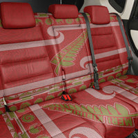 New Zealand Christmas Back Car Seat Cover Meri Kirihimete Silver Fern Knit Style Green Color - Polynesian Pride