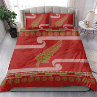 New Zealand Christmas Bedding Set Meri Kirihimete Silver Fern Knit Style Green Color - Polynesian Pride