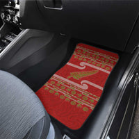 New Zealand Christmas Car Mats Meri Kirihimete Silver Fern Knit Style Green Color - Polynesian Pride