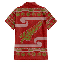 New Zealand Christmas Family Matching Off The Shoulder Long Sleeve Dress and Hawaiian Shirt Meri Kirihimete Silver Fern Knit Style Green Color - Polynesian Pride