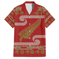 New Zealand Christmas Family Matching Short Sleeve Bodycon Dress and Hawaiian Shirt Meri Kirihimete Silver Fern Knit Style Green Color - Polynesian Pride