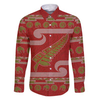 New Zealand Christmas Family Matching Summer Maxi Dress and Hawaiian Shirt Meri Kirihimete Silver Fern Knit Style Green Color - Polynesian Pride