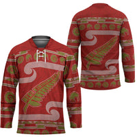 New Zealand Christmas Hockey Jersey Meri Kirihimete Silver Fern Knit Style Green Color LT03 - Polynesian Pride