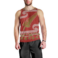 New Zealand Christmas Men Tank Top Meri Kirihimete Silver Fern Knit Style Green Color - Polynesian Pride