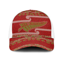 New Zealand Christmas Mesh Trucker Cap Meri Kirihimete Silver Fern Knit Style Green Color LT03 One Size White Green - Polynesian Pride