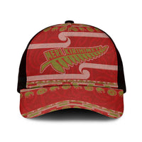 New Zealand Christmas Mesh Trucker Cap Meri Kirihimete Silver Fern Knit Style Green Color LT03 One Size Black Green - Polynesian Pride