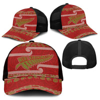 New Zealand Christmas Mesh Trucker Cap Meri Kirihimete Silver Fern Knit Style Green Color LT03 - Polynesian Pride