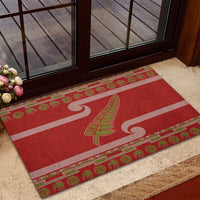 New Zealand Christmas Rubber Doormat Meri Kirihimete Silver Fern Knit Style Green Color - Polynesian Pride