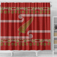New Zealand Christmas Shower Curtain Meri Kirihimete Silver Fern Knit Style Green Color - Polynesian Pride