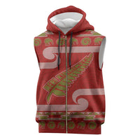 New Zealand Christmas Sleeveless Zip Hoodie Meri Kirihimete Silver Fern Knit Style Green Color LT03 Green - Polynesian Pride