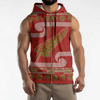 New Zealand Christmas Sleeveless Zip Hoodie Meri Kirihimete Silver Fern Knit Style Green Color LT03 - Polynesian Pride