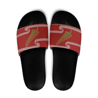 New Zealand Christmas Slide Sandals Meri Kirihimete Silver Fern Knit Style Green Color - Polynesian Pride