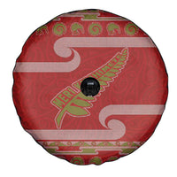 New Zealand Christmas Spare Tire Cover Meri Kirihimete Silver Fern Knit Style Green Color - Polynesian Pride