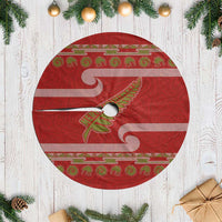 New Zealand Christmas Tree Skirt Meri Kirihimete Silver Fern Knit Style Green Color - Polynesian Pride
