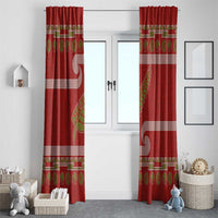 New Zealand Christmas Window Curtain Meri Kirihimete Silver Fern Knit Style Green Color - Polynesian Pride