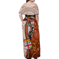 personalised-fiji-australia-rugby-family-matching-off-shoulder-maxi-dress-and-hawaiian-shirt-kangaroo-and-palm-tree-orange-tapa-pattern-mix-aboriginal