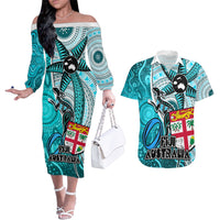 personalised-fiji-australia-rugby-couples-matching-off-the-shoulder-long-sleeve-dress-and-hawaiian-shirt-kangaroo-and-palm-tree-blue-tapa-pattern-mix-aboriginal