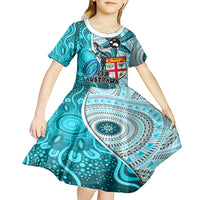 personalised-fiji-australia-rugby-kid-short-sleeve-dress-kangaroo-and-palm-tree-blue-tapa-pattern-mix-aboriginal