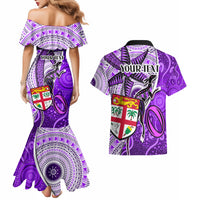 personalised-fiji-australia-rugby-couples-matching-mermaid-dress-and-hawaiian-shirt-kangaroo-and-palm-tree-purple-tapa-pattern-mix-aboriginal