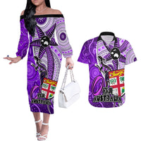 personalised-fiji-australia-rugby-couples-matching-off-the-shoulder-long-sleeve-dress-and-hawaiian-shirt-kangaroo-and-palm-tree-purple-tapa-pattern-mix-aboriginal