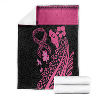 Breast Cancer Awareness Blanket Think Pink Polynesian Ribbon and Butterfly