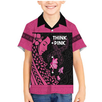 Breast Cancer Awareness Family Matching Mermaid Dress and Hawaiian Shirt Think Pink Polynesian Ribbon and Butterfly