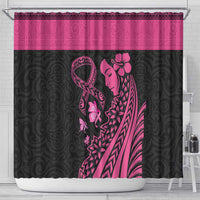Breast Cancer Awareness Shower Curtain Think Pink Polynesian Ribbon and Butterfly