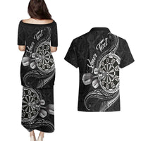 Personalised Niue Darts Masters Couples Matching Puletasi and Hawaiian Shirt Tribal Hiapo Dartboard - Polynesian Pride