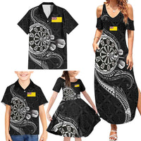 Personalised Niue Darts Masters Family Matching Summer Maxi Dress and Hawaiian Shirt Tribal Hiapo Dartboard - Polynesian Pride