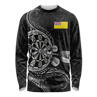 Personalised Niue Darts Masters Long Sleeve Shirt Tribal Hiapo Dartboard - Polynesian Pride