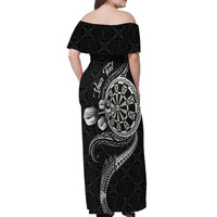 Personalised Niue Darts Masters Off Shoulder Maxi Dress Tribal Hiapo Dartboard - Polynesian Pride