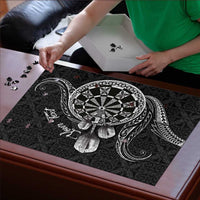 Personalised Niue Darts Masters Puzzle Tribal Hiapo Dartboard - Polynesian Pride