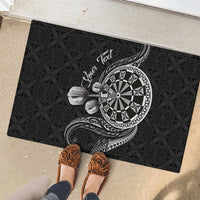 Personalised Niue Darts Masters Rubber Doormat Tribal Hiapo Dartboard - Polynesian Pride
