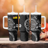 Personalised Niue Darts Masters Tumbler With Handle Tribal Hiapo Dartboard - Polynesian Pride