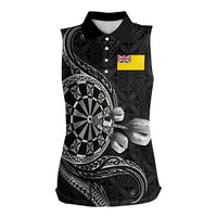 Personalised Niue Darts Masters Women Sleeveless Polo Shirt Tribal Hiapo Dartboard - Polynesian Pride