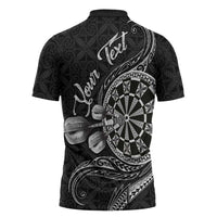 Personalised Niue Darts Masters Zipper Polo Shirt Tribal Hiapo Dartboard - Polynesian Pride